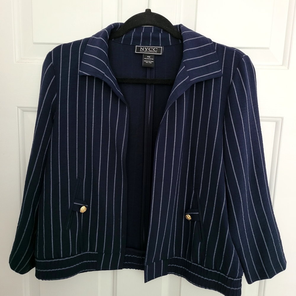 NYC Women's Navy Striped Jacket, PM